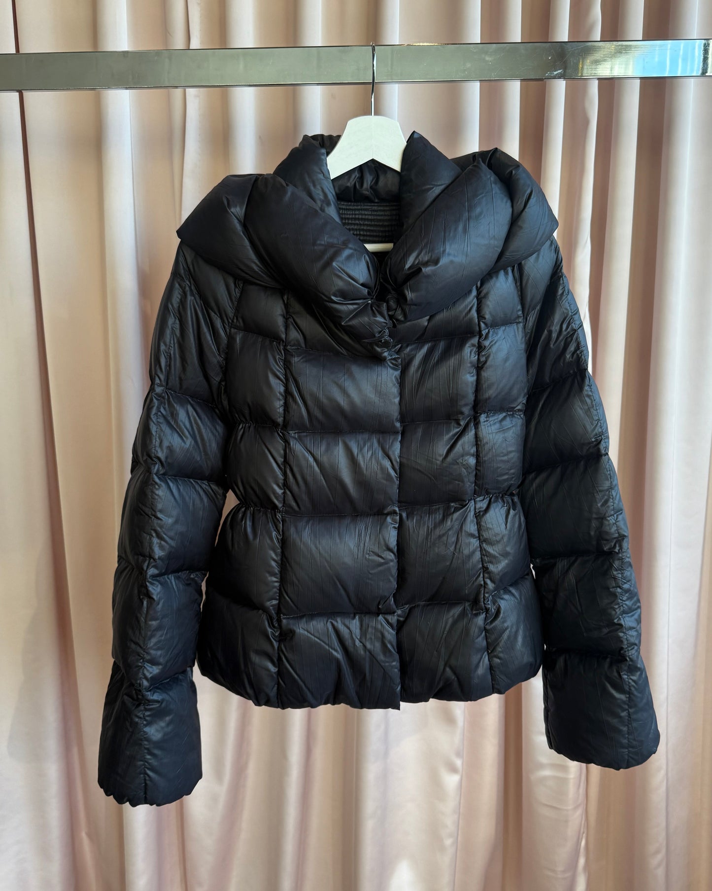 Italian Designer Black Nylon Down Puffer Jacket