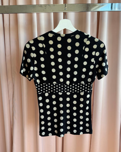 Junya Watanabe S/S 2004 Polka Dot Print Short Sleeve Top
