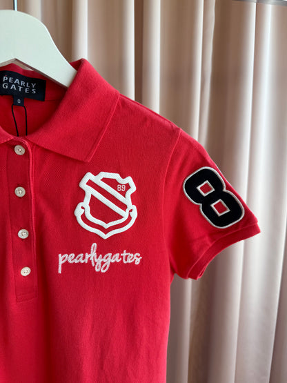 Japanese Golf Brand Patched Red Polo Top