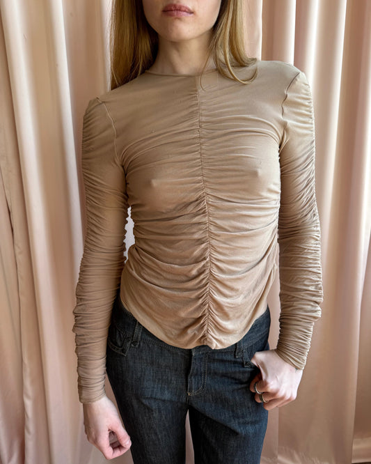 Gucci F/W 1999 by Tom Ford Runway Ruched Long Sleeve Blouse