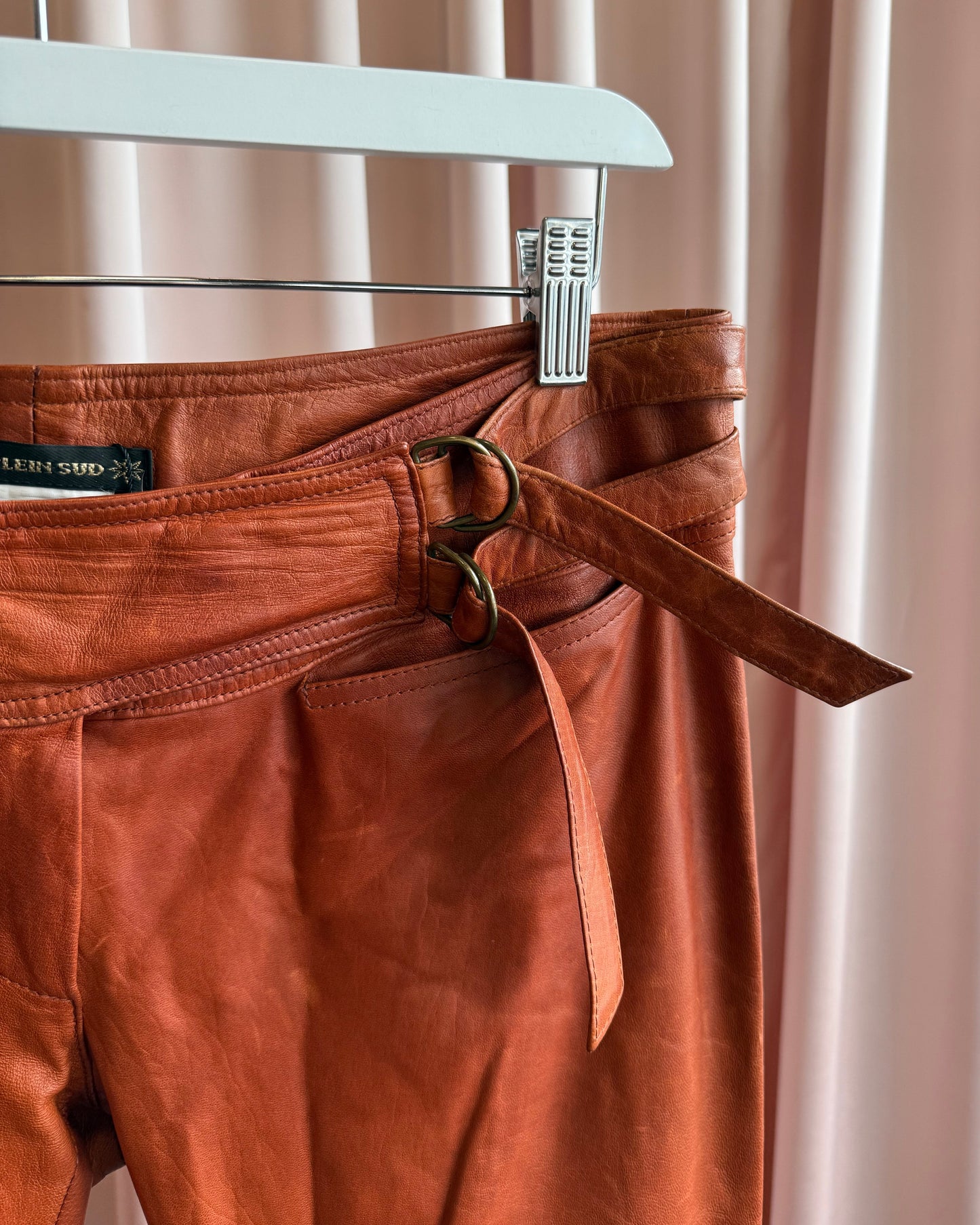 Plein Sud Vintage Burnt Orange Real Leather Pants