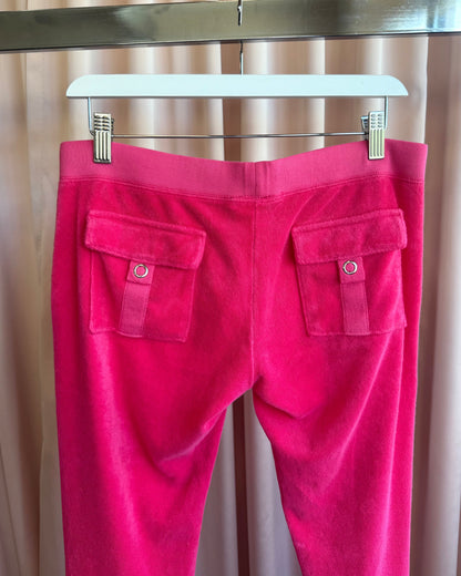 Juicy Couture Hot Pink Terry Cloth Low Rise Track Pants