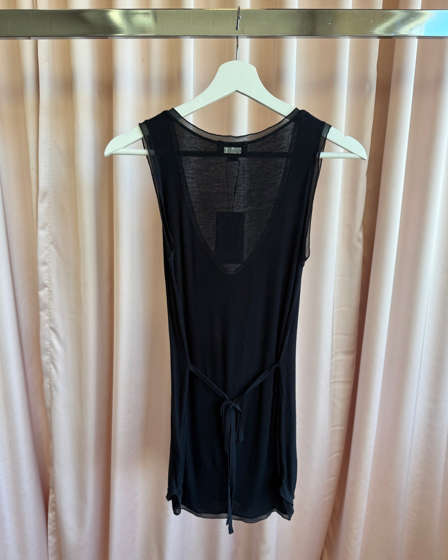 Diesel Black Ribbed Sleeveless Henley Top