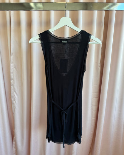 Diesel Black Ribbed Sleeveless Henley Top