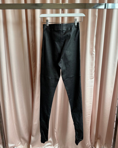 Maison Martin Margiela x H&M Deadstock Footed Stirrup Black Leather Leggings