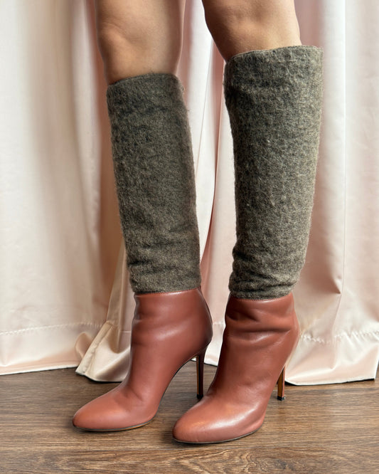 Italian Designer Wool & Leather Stiletto Boots