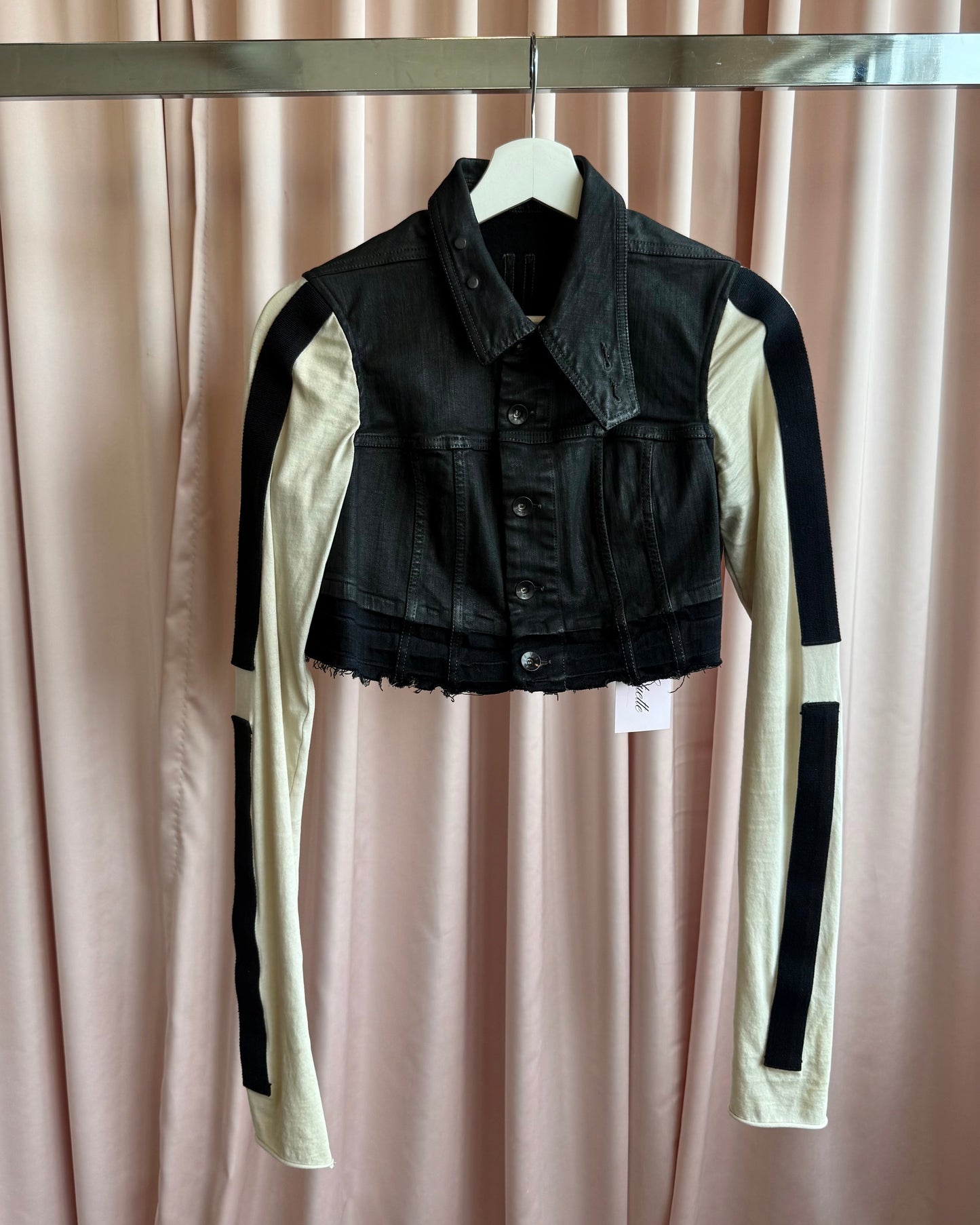Rick Owens DRKSHDW S/S 17 Wax Denim Cropped Long Sleeve Jacket