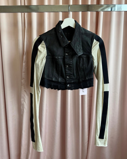 Rick Owens DRKSHDW S/S 17 Wax Denim Cropped Long Sleeve Jacket