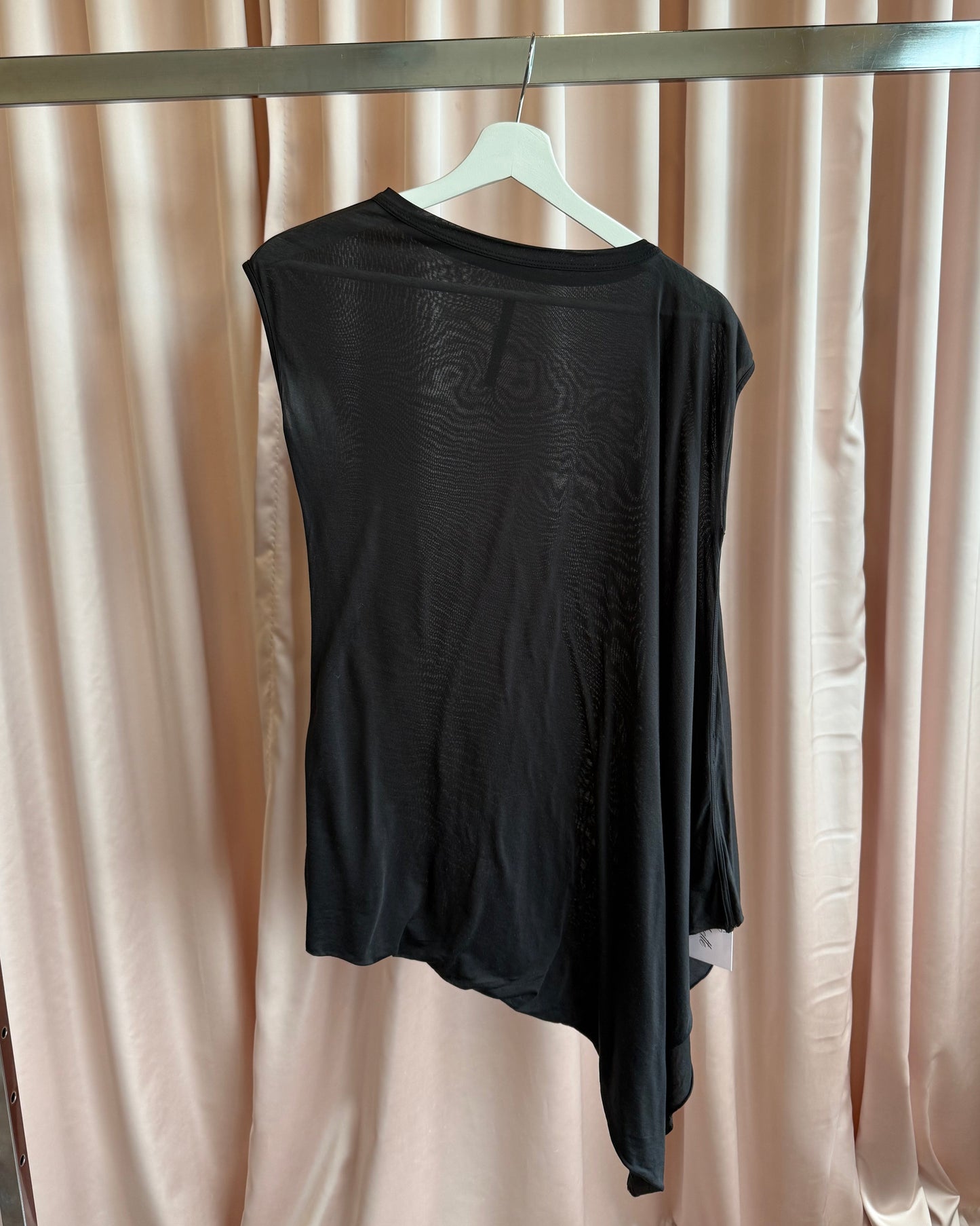 Rick Owens Lilies Olmar & Mirta Silk Black Asymmetrical Top