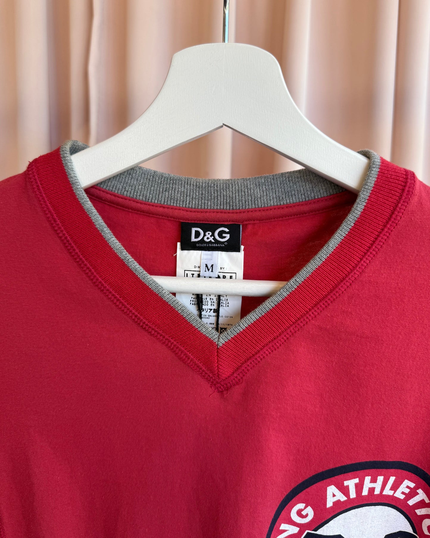 D&G F/W 2006 "Training Athletic" Two Tone Graphic V-Neck T-Shirt