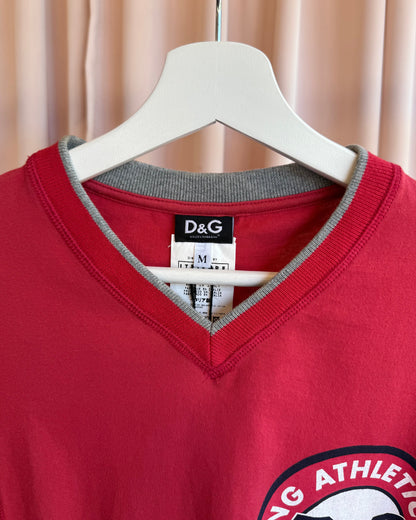 D&G F/W 2006 "Training Athletic" Two Tone Graphic V-Neck T-Shirt