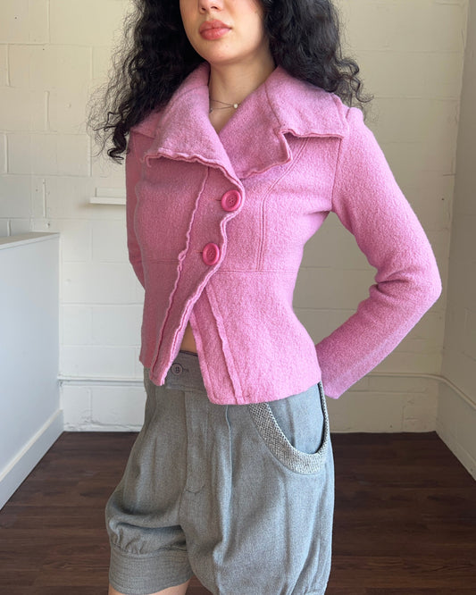 Pink Wool Blazer Jacket