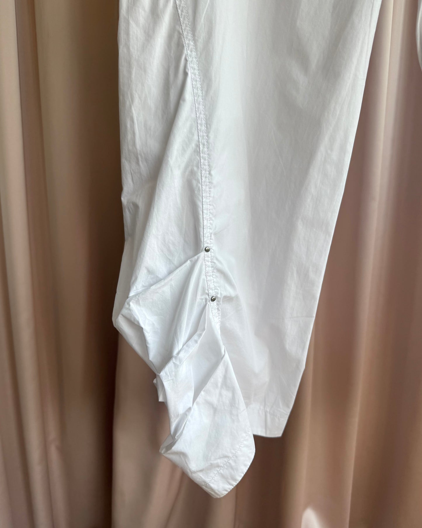 Cop Copine White Cotton Cropped Darted Knee Pants