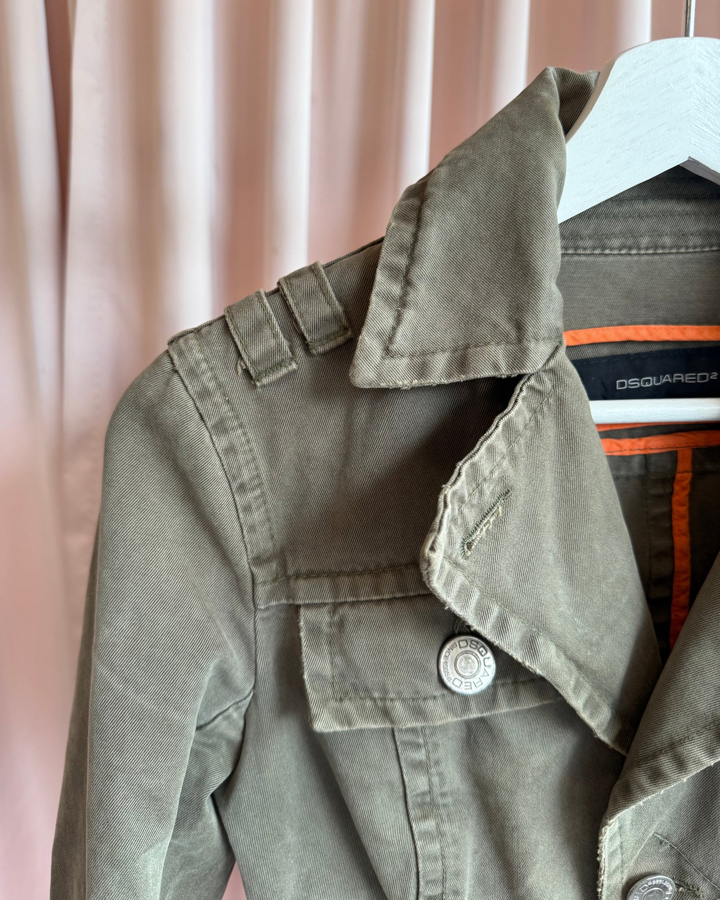 Dsquared² S/S 2004 Olive Green Flared Sleeve Denim Jacket