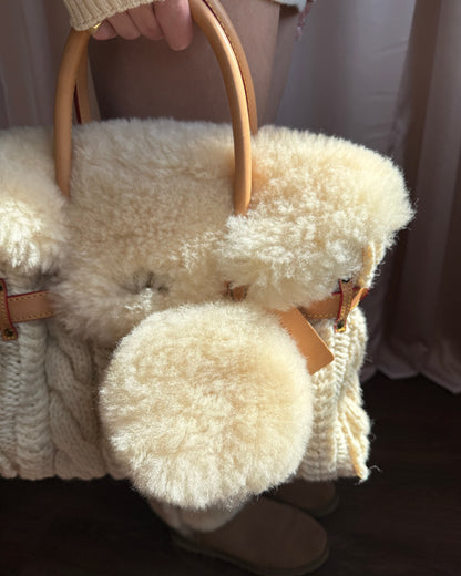 Japanese Brand Cable Knit Shearling Handbag
