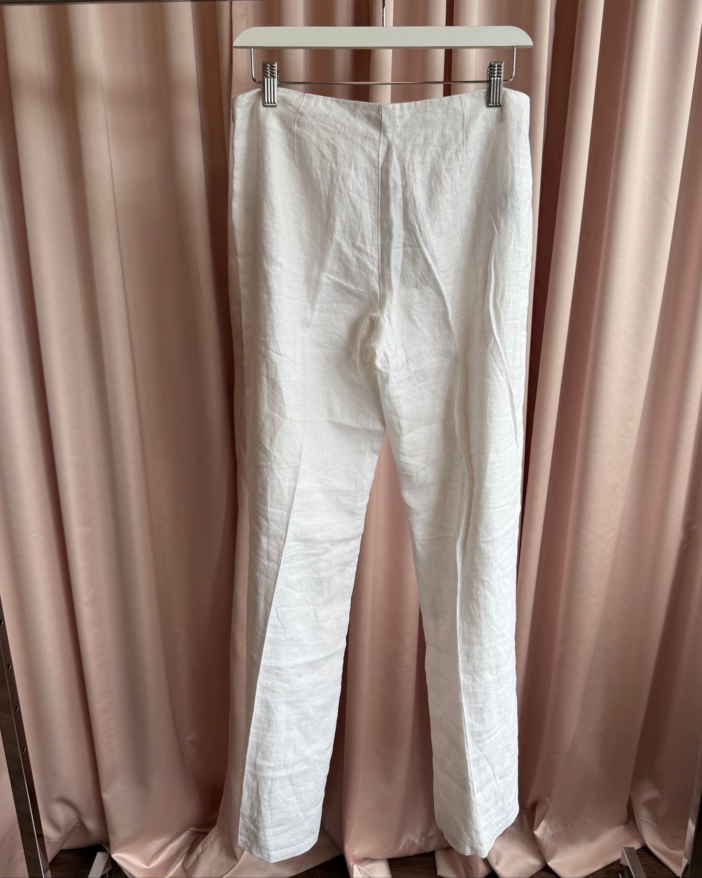 French Brand White 100% Linen Trousers