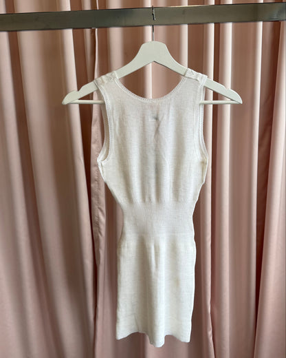 Italian Pointelle Wool Blend Surplice Tank/Mini Dress