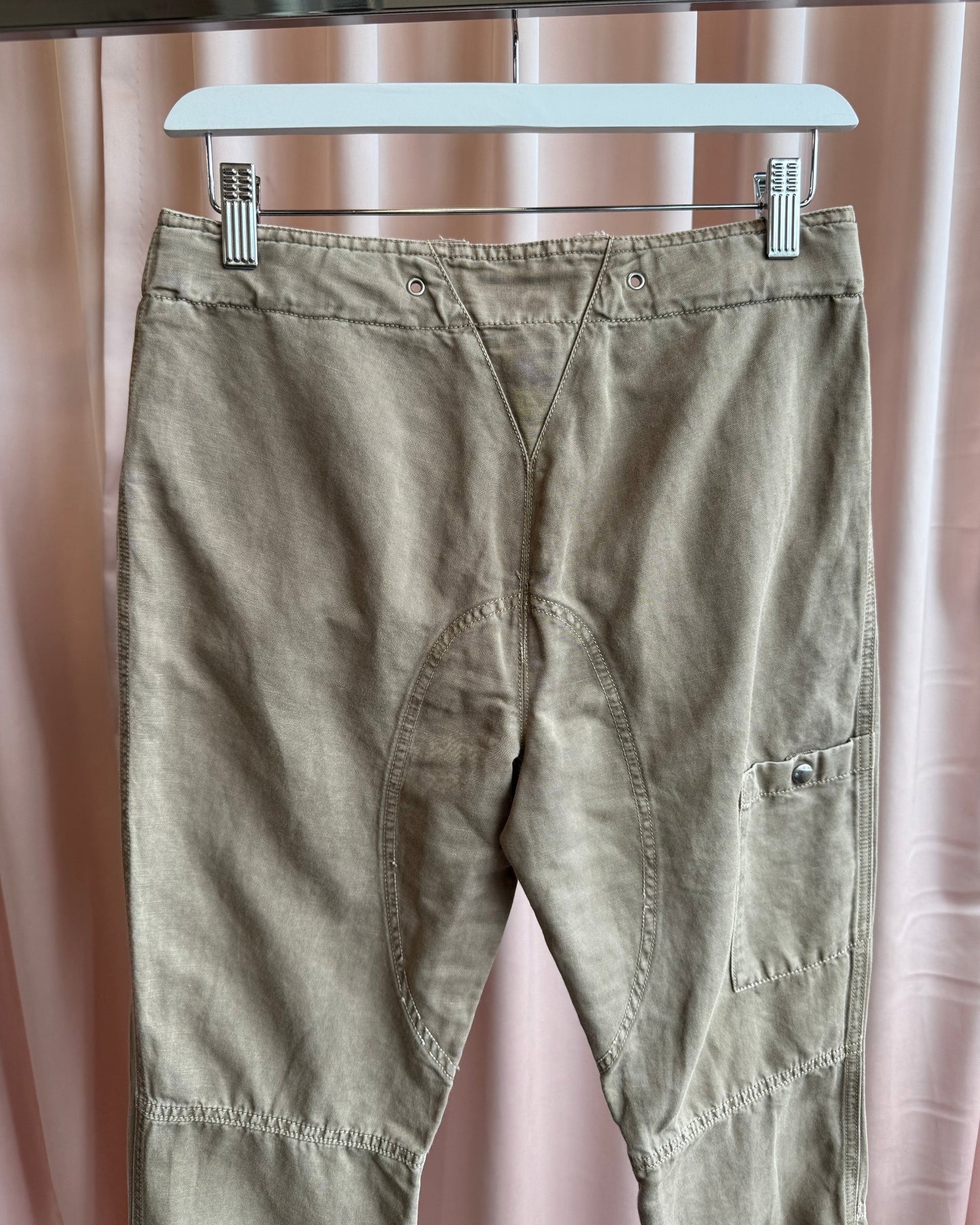 Prada Sport Khaki Cotton Linen Cropped Military Pants