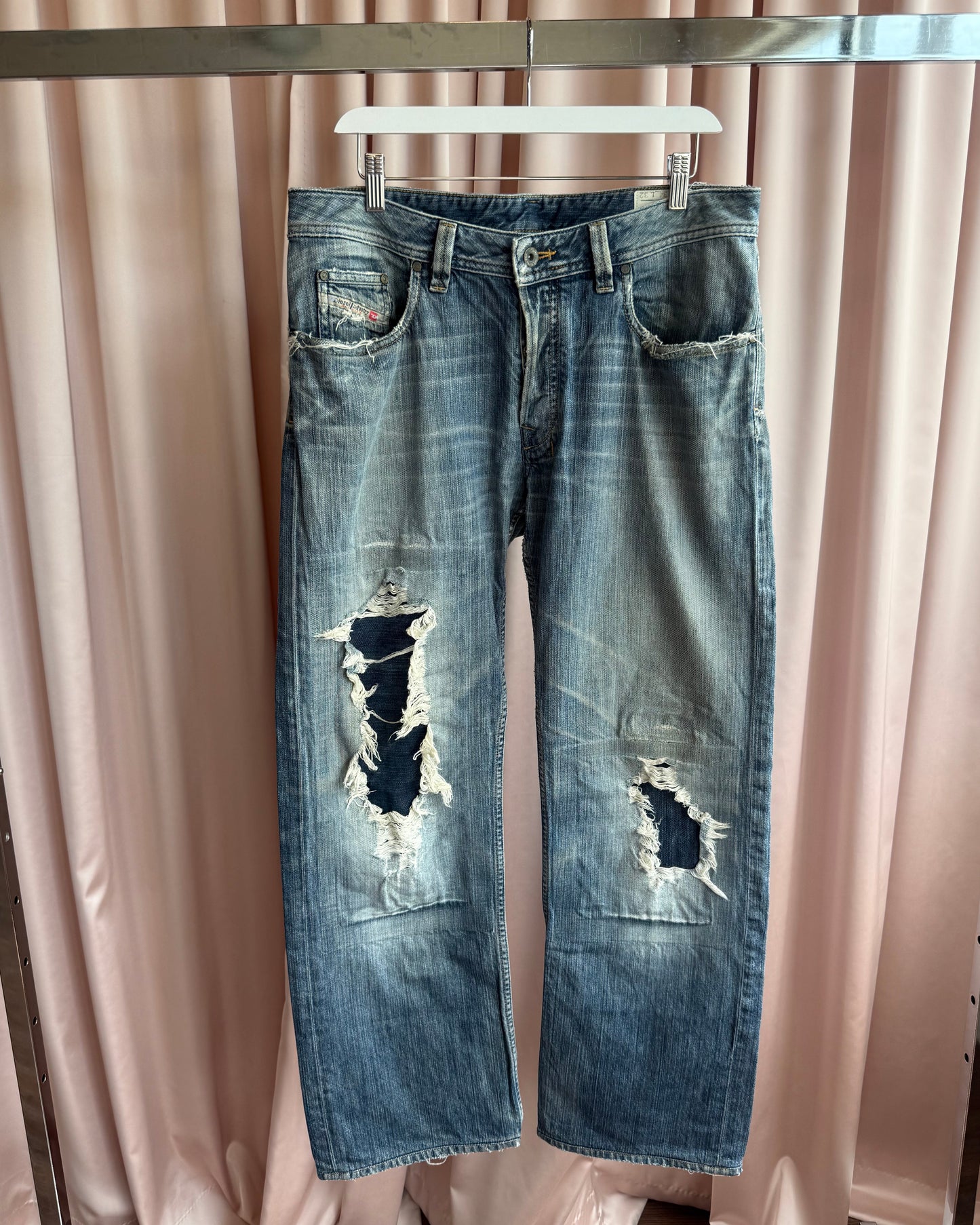 Diesel "Levan" Distressed Straight Leg Denim