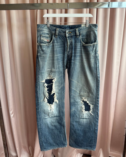 Diesel "Levan" Distressed Straight Leg Denim