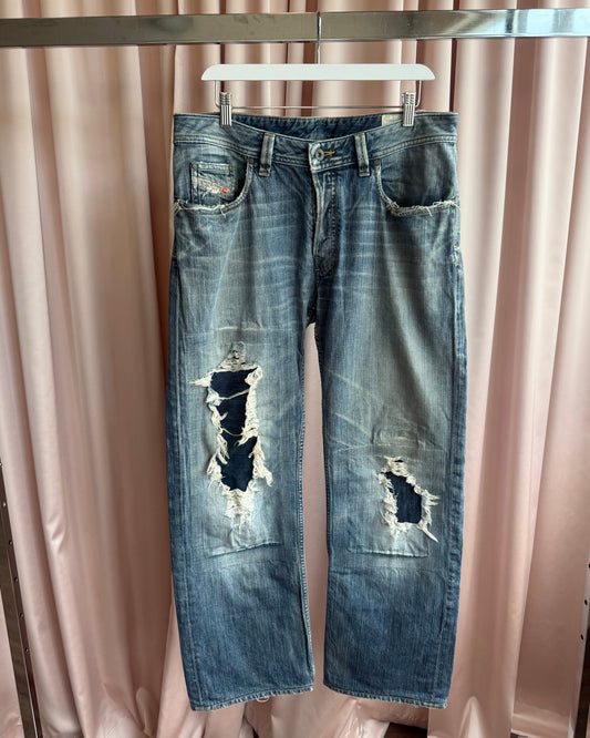 Diesel "Levan" Distressed Straight Leg Denim