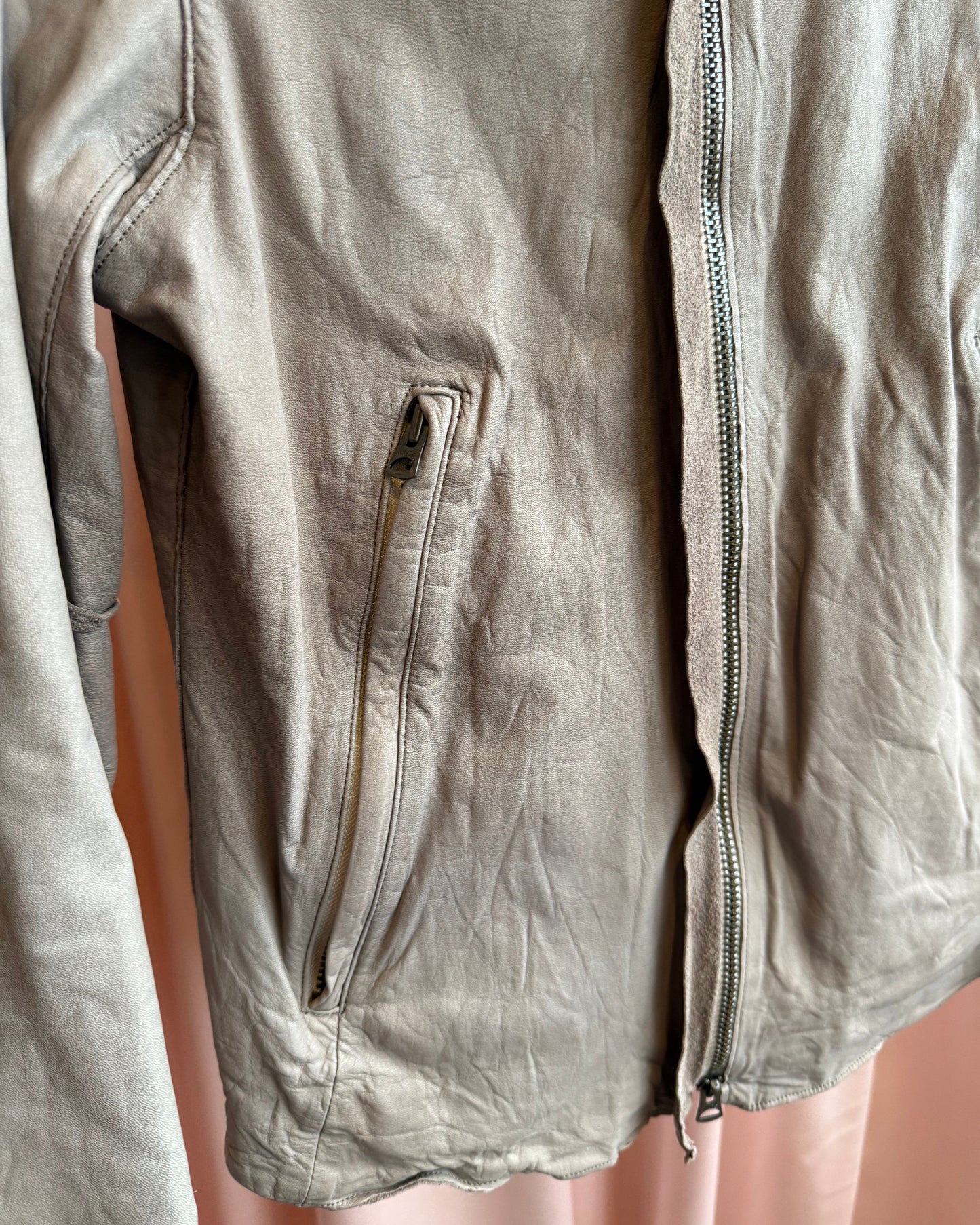 Sisii Mauve Grey Faded Leather Jacket