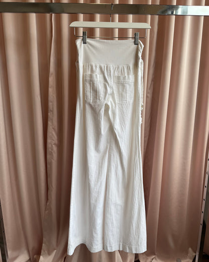 Guess White Beaded Cotton Low Rise Flare Pants