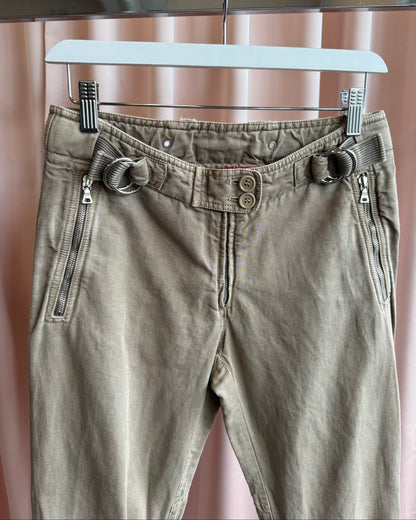 Prada Sport Khaki Cotton Linen Cropped Military Pants