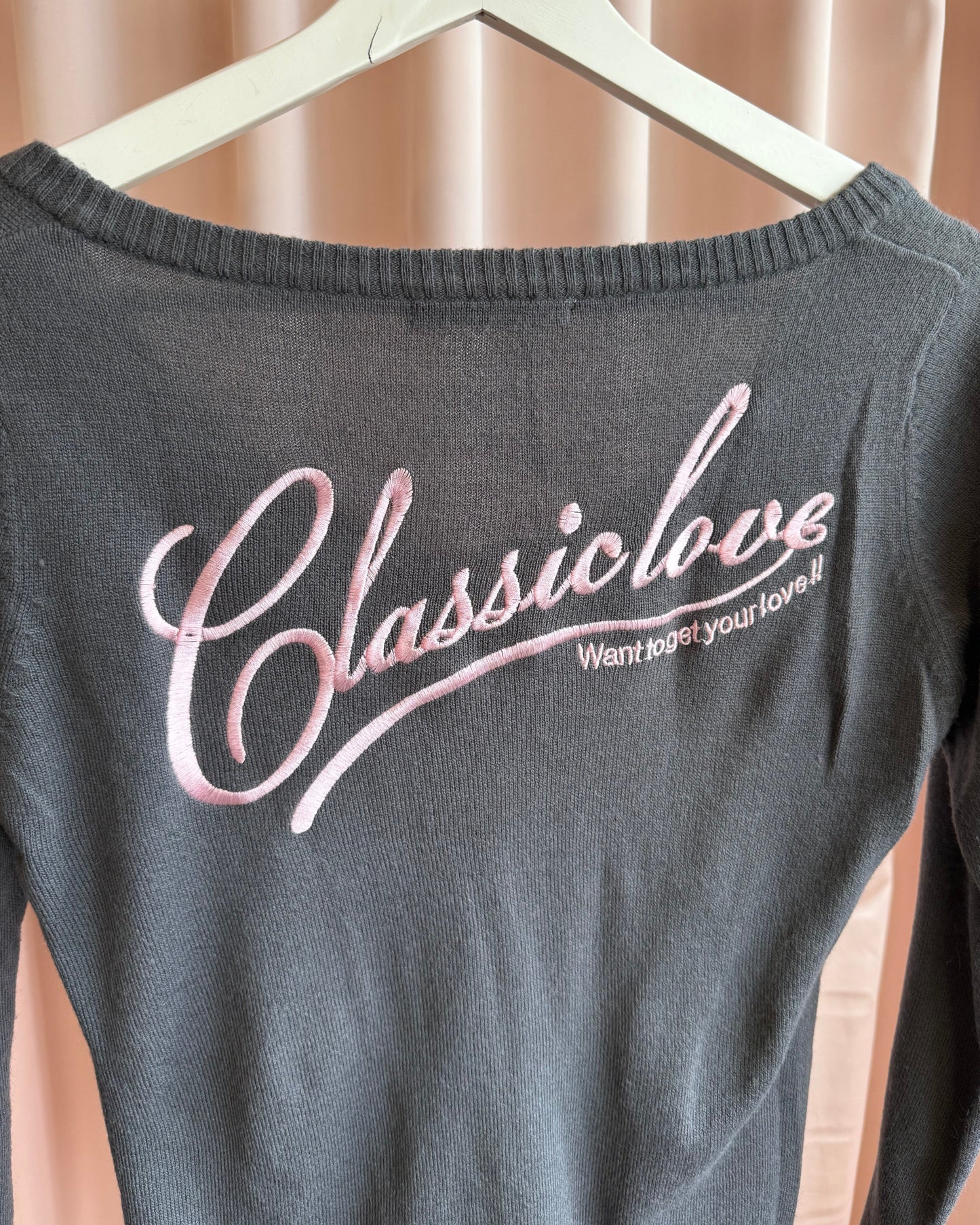 "Popstar Girls" Grey & Pink Embroidered Cardigan