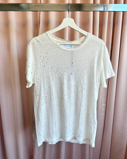 Iro Jeans New With Tags Distressed Ecru Linen T-Shirt