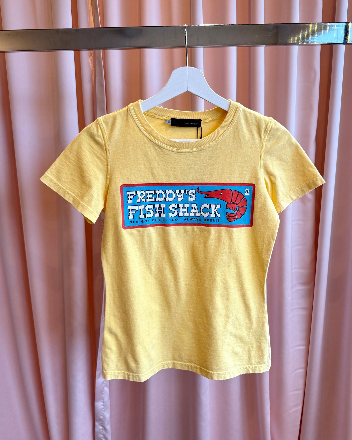 Dsquared² S/S 2005 "Freddy's Fish Shack" Yellow Short Sleeve Graphic T-Shirt