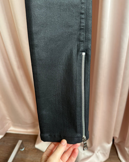 Helmut Lang Coated Black Low Rise Zip Leggings