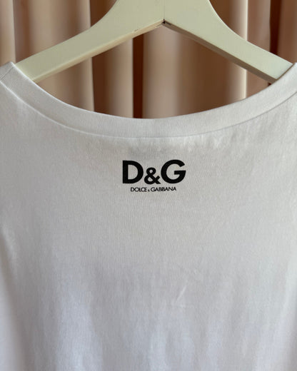D&G 2000's "Wanted Slickers" Graphic White Tank Top