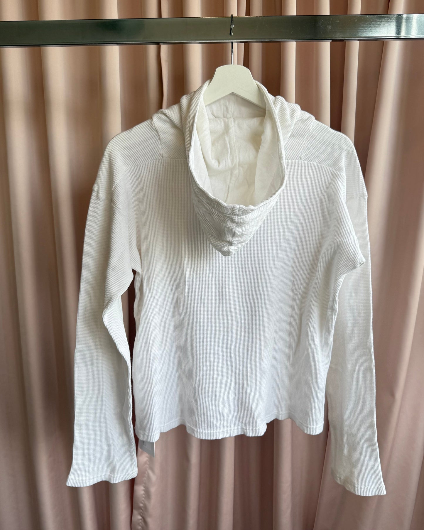 Kapital White Waffle Knit Cotton High Neck Hoodie