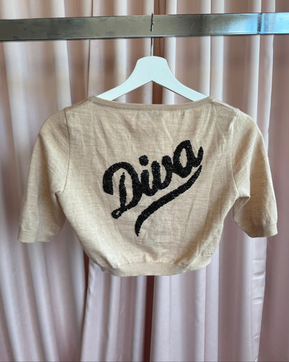 Moschino Cheap & Chic "Diva" Cropped Wool Cardigan