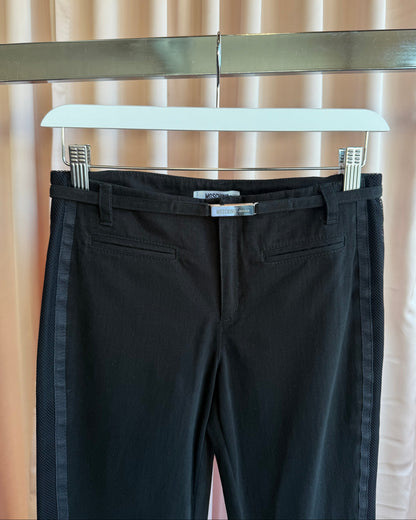 Moschino Jeans Embroidered Bull Belted Low Rise Flared Black Trousers