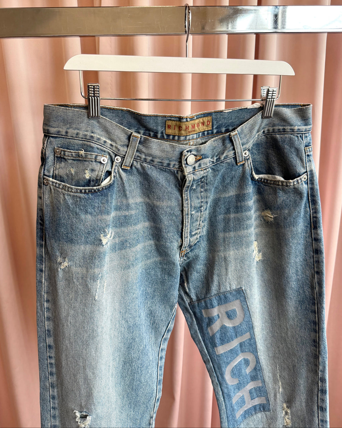 Richmond Denim "RICH" Grey Spell Out Distressed Jeans