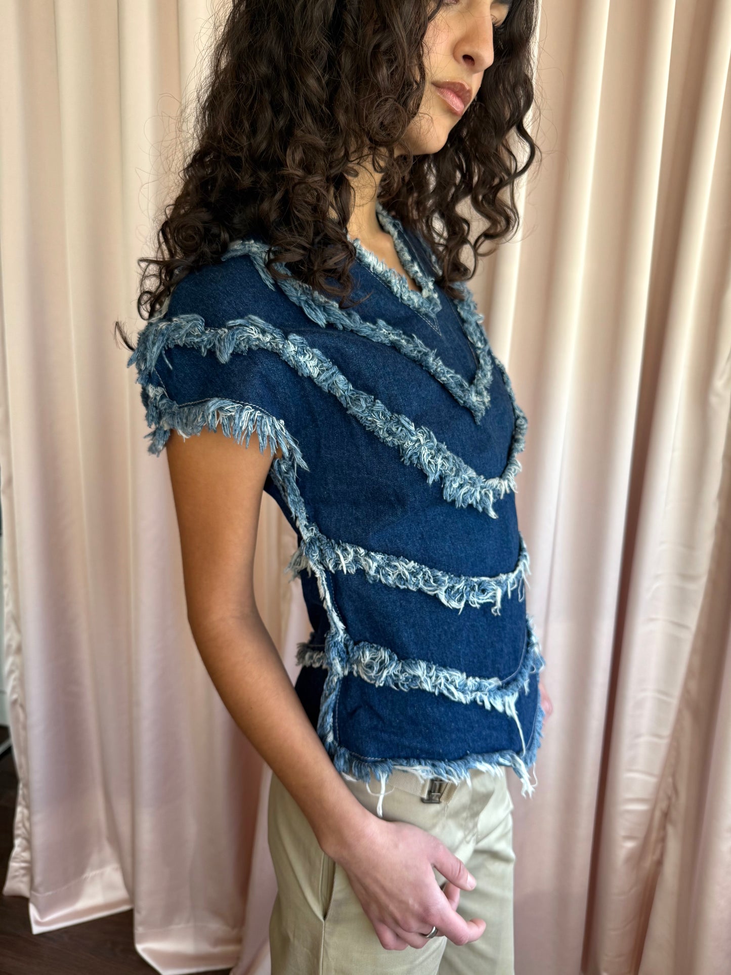 Alexander McQueen F/W 1997 Frayed Denim Top