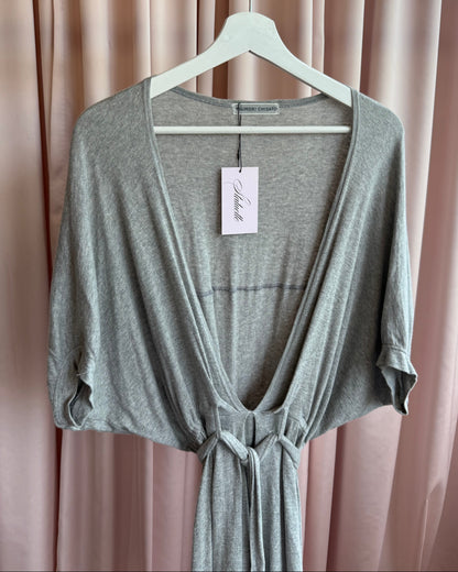 Tsumori Chisato Grey Low Cut Dolman Sleeve Belted Dress