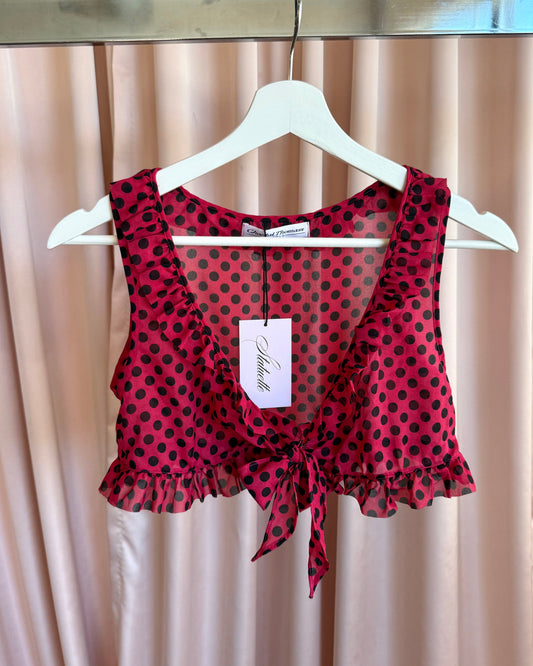 Chantal Thomass Red & Black Polka Dot Tie Top