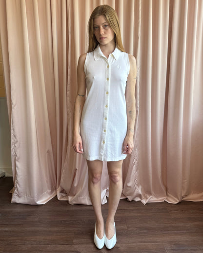 Escada Sport Sleeveless Polo White Mini Dress