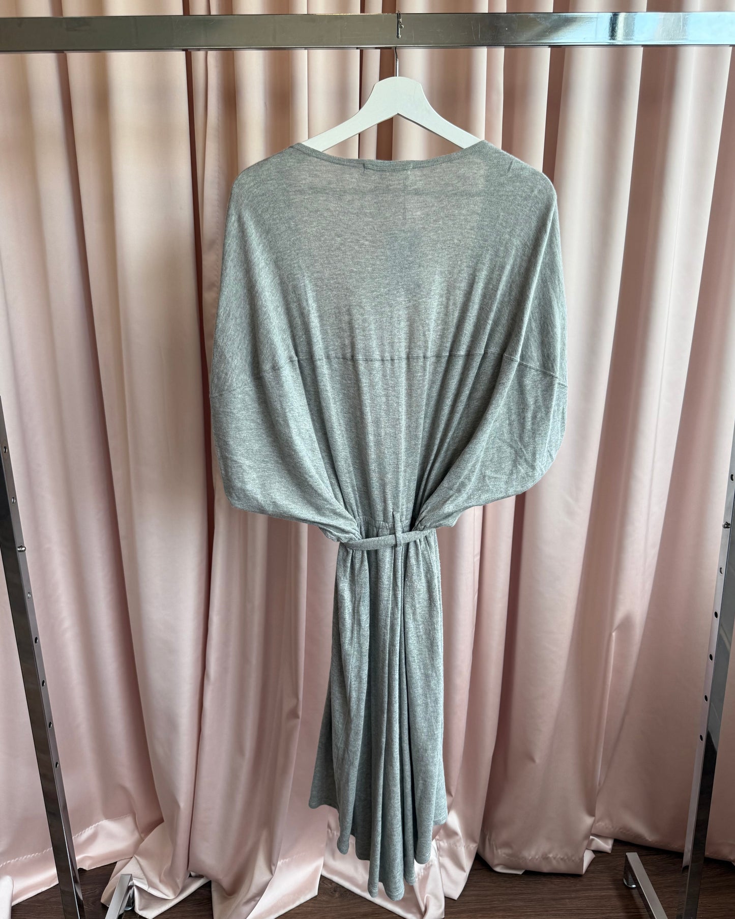 Tsumori Chisato Grey Low Cut Dolman Sleeve Belted Dress