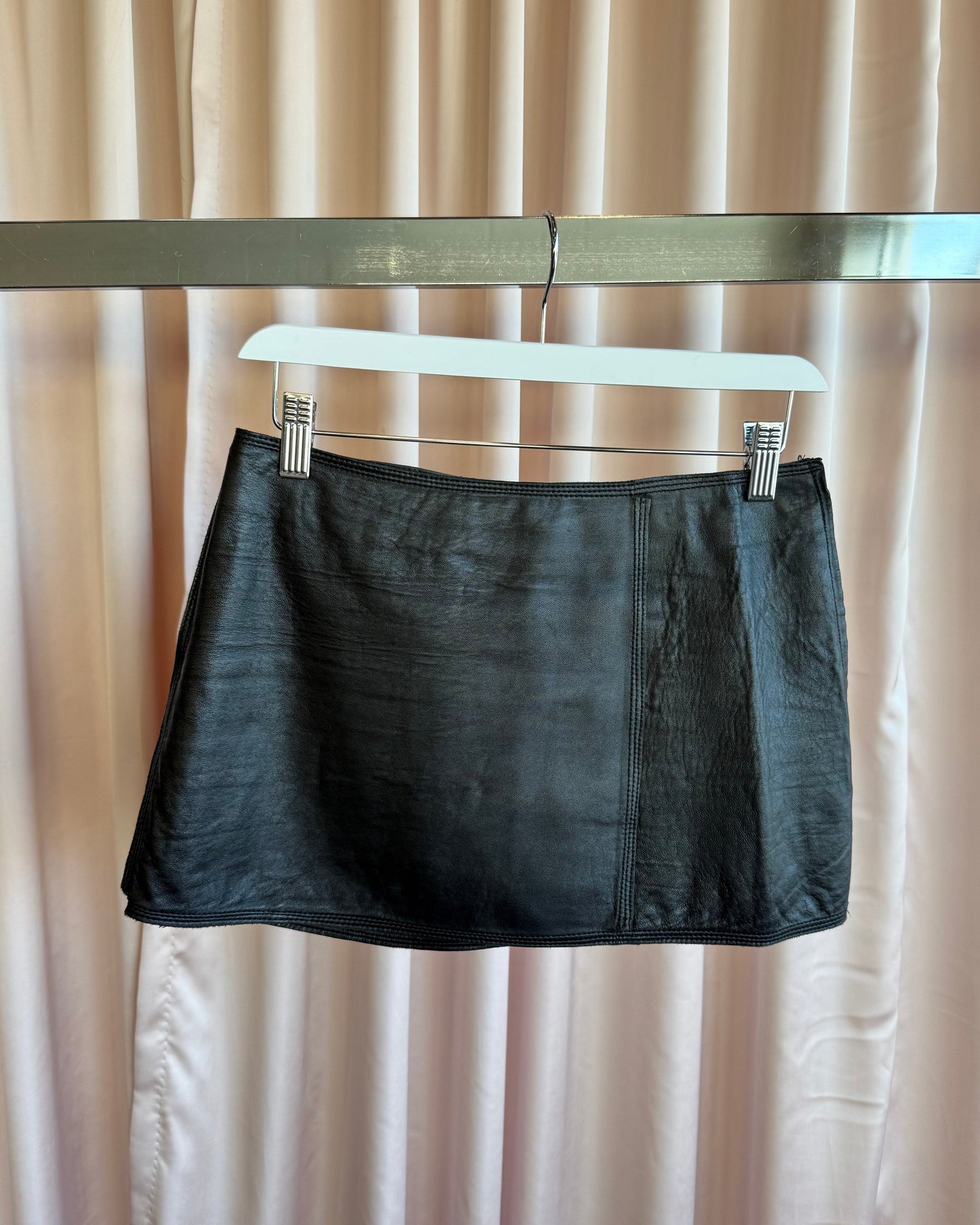 Jean Paul Gaultier Vintage Black Sheepskin Leather Mini Skirt