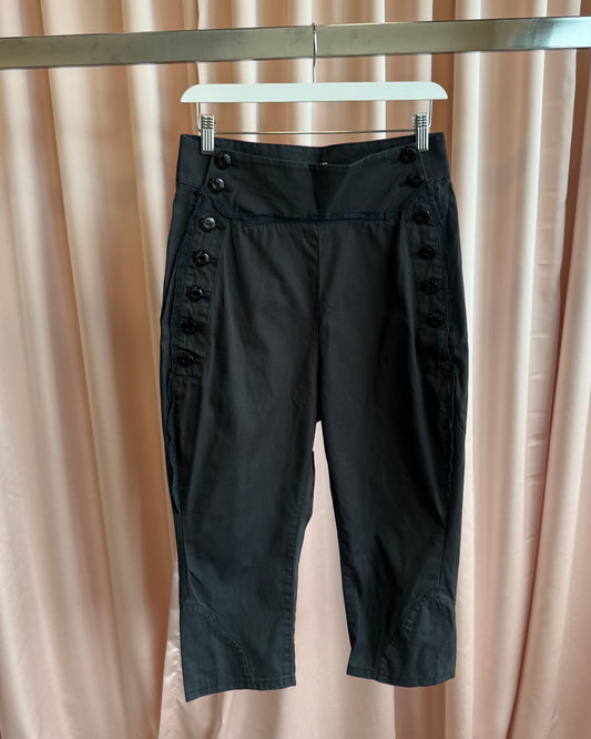 Tsumori Chisato Black Cotton Cropped Sailor Breeches Pants
