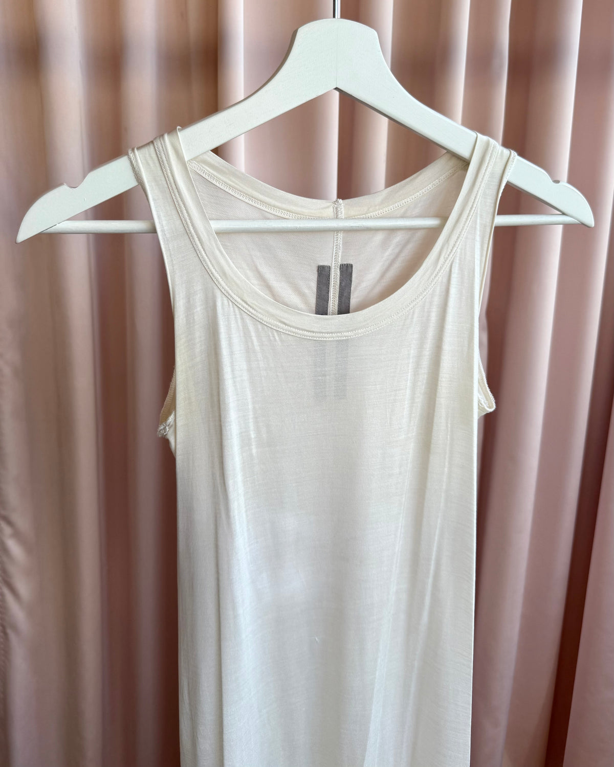Rick Owens S/S 18 Dirt Chalk White Silk Tank Dress