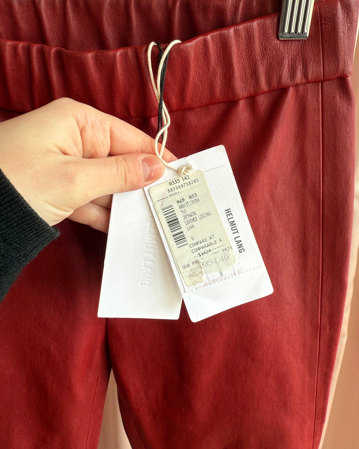 Helmut Lang NWT Red Lamb Leather Leggings