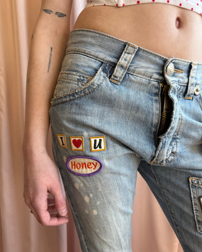 Dsquared² S/S 2005 Patched Cropped Light Wash Denim