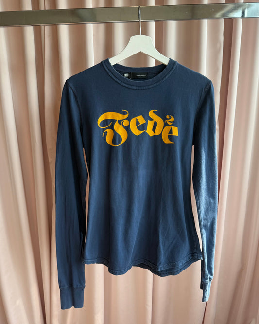 Dsquared² F/W 2005 "Fede²" Graphic Navy Long Sleeve T-Shirt