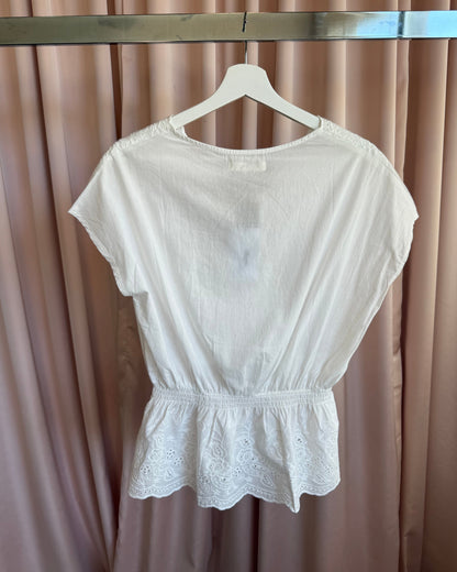 Japanese Brand Deadstock White Broderie Anglaise Blouse