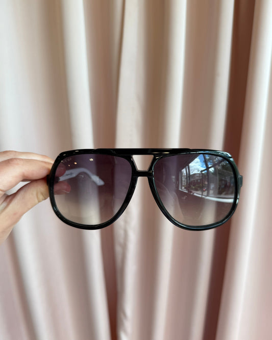 Gucci Red & Green Stripe Acetate Aviator Sunglasses